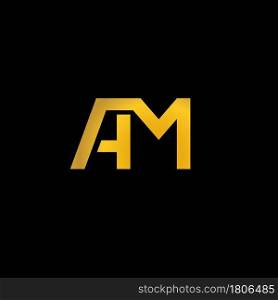 Golden A M letter logo vector on black background design