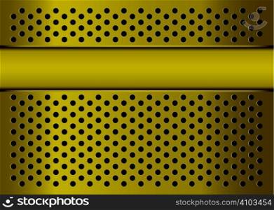 Golden abstract metal background with banner blank copyspace