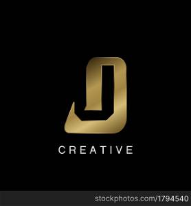 Golden Abstract Techno Letter U Logo, creative negative space vector template design concept.