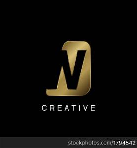 Golden Abstract Techno Letter W Logo, creative negative space vector template design concept.