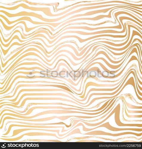 Golden abstract wave line ink texture. Hand drawn marbling illustration technique.