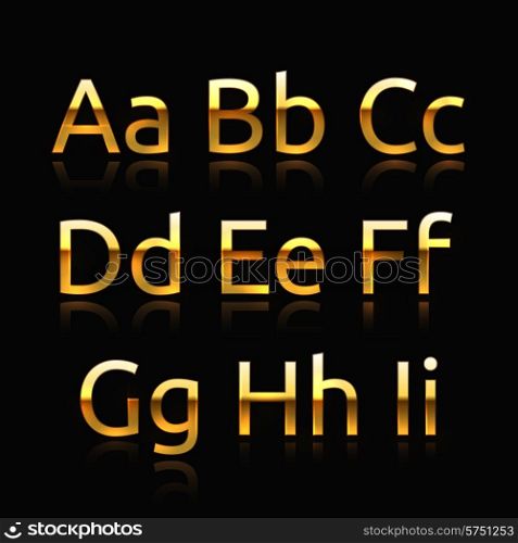 Golden alphabet set 1. Golden characters collection