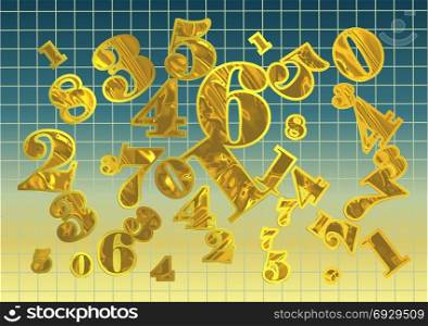 golden arithmetic background. abstract background with numbers. 10 EPS