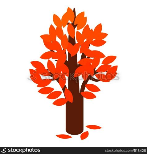 Golden autumn tree icon in isometric 3d style on a white background. Golden autumn tree icon, isometric 3d style