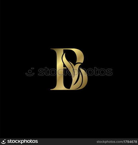 Golden B Initial Letter luxury logo icon, vintage luxurious vector design concept alphabet letter for luxuries business