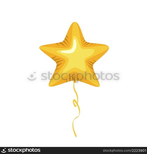 Golden balloon in the shape of a star.. Balloon in the shape of a star.
