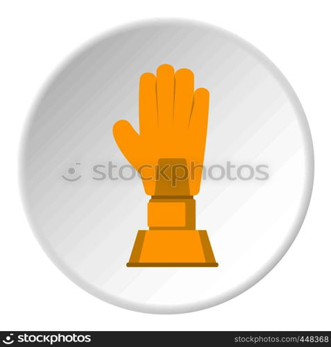 Golden baseball glove trophy icon in flat circle isolated vector illustration for web. Golden baseball glove trophy icon circle