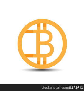 Golden bitcoin coin. Crypto currency golden coin bitcoin symbol isolated on white background. Realistic vector illustration. EPS 10