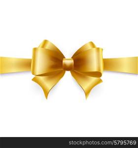 Golden bow. Vector illustration. Golden bow isolated on white. Vector illustration