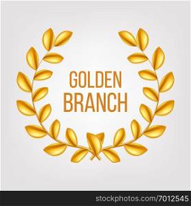 Golden Branch Vector. Gold Laurel Wreath. Award victory Design Element. 3D Illustration. Golden Branch Vector. Gold Laurel Wreath. Award victory Design Element. 3D Realistic Illustration