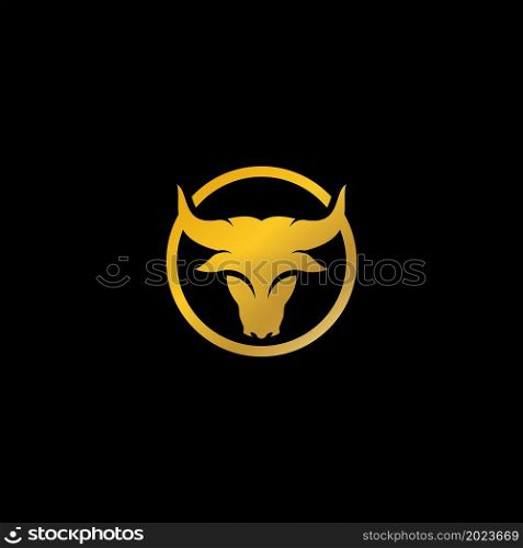 Golden Bull head logo vector icon illustration design