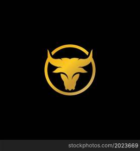 Golden Bull head logo vector icon illustration design