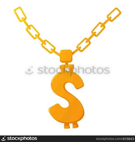 Golden chain icon. Cartoon illustration of golden chain vector icon for web. Golden chain icon, cartoon style