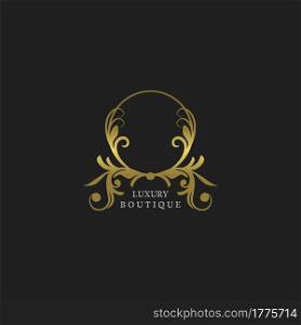 Golden Circle Frame Luxury Boutique Logo, vector design concept for initial, luxury business, hotel, wedding service, boutique, decoration and more brands.