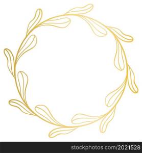 Golden circular wreath isolated object. Deciduous. Golden circular wreath isolated object