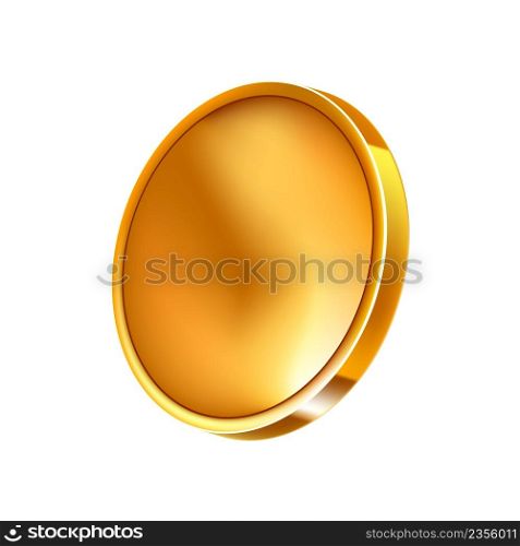 Golden Coin Blank Monetary Metal Money Cash Vector. Coin Currency For Pay And Earn, Precious Medal Reward Or Treasury Souvenir. Penny Earnings Or Lottery Prize Template Realistic 3d Illustration. Golden Coin Blank Monetary Metal Money Cash Vector