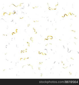 Golden Confetti And Streamer Ribbon Falling On Transparent Background. Vector Vector Illustration