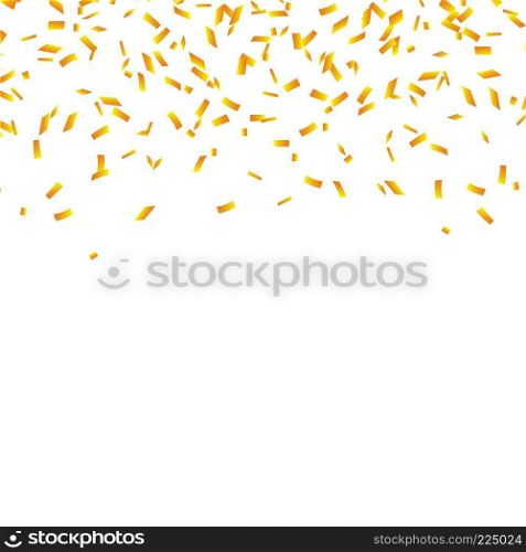 Golden confetti isolated. Festive background. Vector illustration. Falling shiny confetti glitters in gold color. New year, birthday, valentines day design element. Holiday background.. Golden confetti isolated. Festive background. Vector illustration. Falling shiny confetti glitters in gold color. New year, birthday, valentines day design element. Holiday background