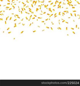 Golden confetti isolated. Festive background. Vector illustration. Falling shiny confetti glitters in gold color. New year, birthday, valentines day design element. Holiday background.. Golden confetti isolated. Festive background. Vector illustration. Falling shiny confetti glitters in gold color. New year, birthday, valentines day design element. Holiday background