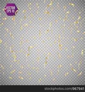 Golden confetti isolated on checkered background. Festive vector illustration.. Golden confetti isolated on checkered background. Festive vector illustration