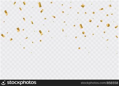 Golden Confetti On Transparent Background. Celebration Party. Vector Illustration.. Golden Confetti On Transparent Background. Celebration Party. Vector Illustration