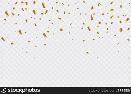 Golden Confetti On Transparent Background. Celebration Party. Vector Illustration.. Golden Confetti On Transparent Background. Celebration Party. Vector Illustration