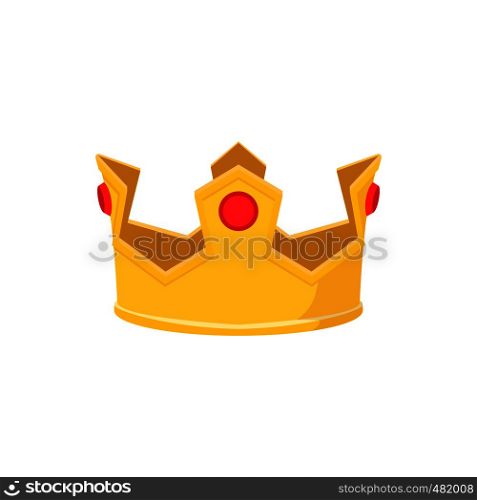 Golden crown cartoon icon on a white background. Golden crown cartoon icon