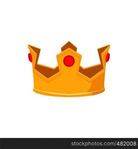 Golden crown cartoon icon on a white background. Golden crown cartoon icon
