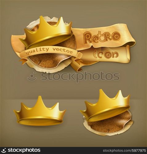 Golden crown, vector icon