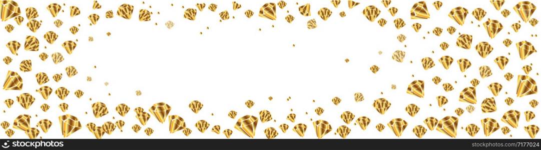 Golden crystals or gems - vector horizontal banner or flyer, background with precious stones, diamonds, quartz - for website headers or jewelry store.. New Crystals Set