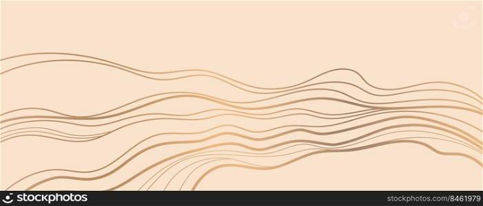 Golden curve line on sandy color background. Luxury vector background illustration.. Golden curve line on sandy color background.