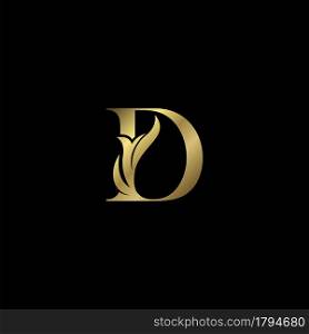 Golden D Initial Letter luxury logo icon, vintage luxurious vector design concept alphabet letter for luxuries business