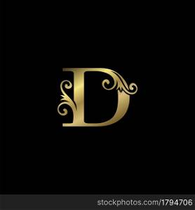 Golden D Initial Letter luxury logo icon, vintage luxurious vector design concept alphabet letter for luxuries business.