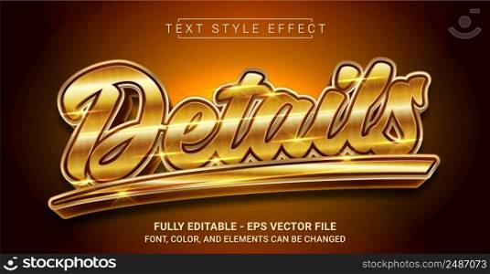 Golden Details Text Style Effect. Editable Graphic Text Template.