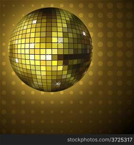 Golden disco ball vector background. EPS10 file.