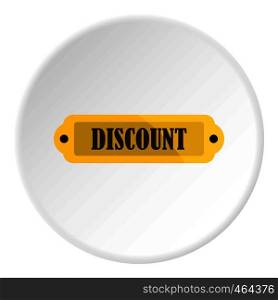 Golden discount label icon in flat circle isolated vector illustration for web. Golden discount label icon circle