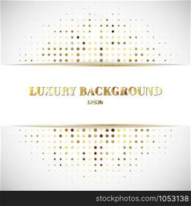 Golden dots halftone texture with white label background luxury style. Vector illustration