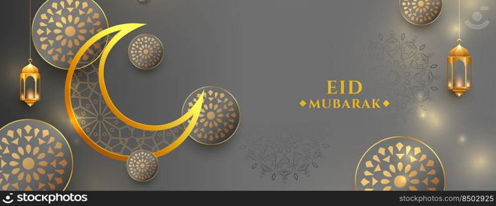 golden eid mubarak realistic banner design