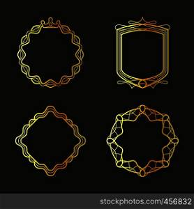 Golden emblems and badges frames set. Vector illustration. Golden emblems and badges frames set