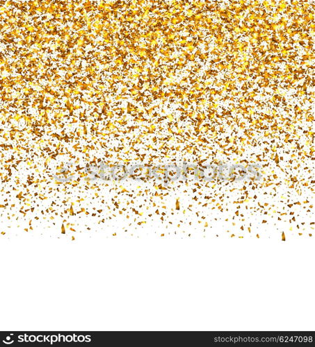 Golden Explosion of Confetti. Illustration Golden Explosion of Confetti. Golden Grainy Texture on White Background - Vector