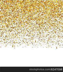 Golden Explosion of Confetti. Illustration Golden Explosion of Confetti. Golden Grainy Texture on White Background - Vector