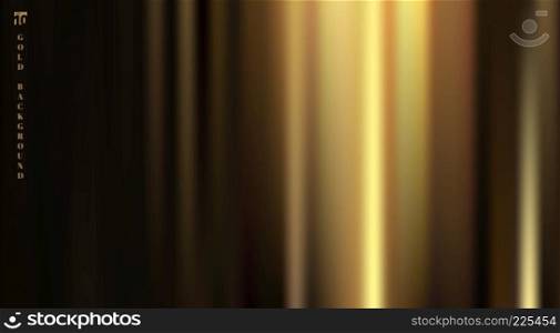 Golden fabric with smooth crease and folds highlight deep shadows on black background. Vector illustration
