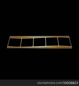 GOLDEN FILM STRIP ISOLATED ON BLACK BACKGROUND VECTOR ILLUSTRATION