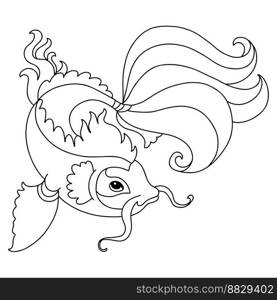 Golden fish tangle design. Hand drawn doodle vector illustration. Template with simple shapes to create a complex decorative coloring. For coloring page, tattoo, print, puzzle, t shirt and poster. Head of bear coloring template vector illustration