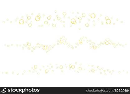 Golden fizzy bubbles of carbonated drink, soda, beer, ch&agne or wine. Yellow effervescent gas flow. Vector realistic texture.. Golden fizzy bubbles of carbonated drink, soda, beer, ch&agne or wine. Yellow effervescent gas flow. Vector realistic texture