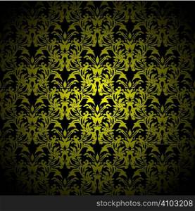 Golden floral abstract wallpaper with seamless repeating design