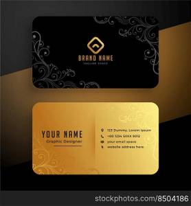 golden floral business card template design