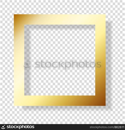 Golden foil smudge frame. Gold glossy grunge texture decor isolated on transparent background. Vector shiny gold metallic gradient border pattern for your design
