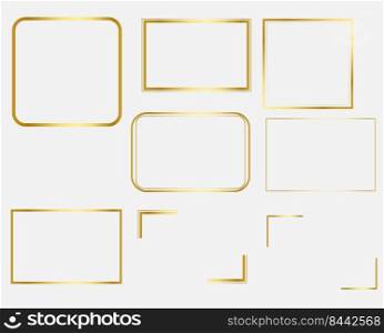 Golden Frame rectangle border illustration, Vector design elements