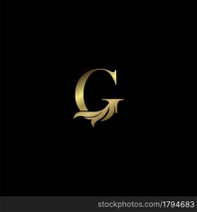 Golden G Initial Letter luxury logo icon, vintage luxurious vector design concept alphabet letter for luxuries business